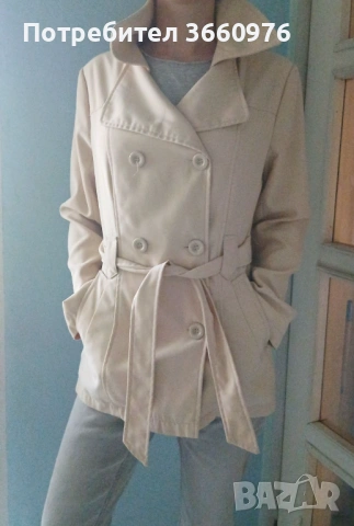 Дамско бежово палто – елегантно и стилно, снимка 5 - Палта, манта - 54348184