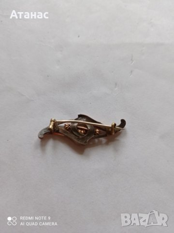 Старинна позлатена брошка, снимка 5 - Колиета, медальони, синджири - 30568910