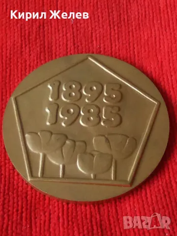 1895-1985 90 Години БУРГАСКА ПАРТИЙНА ОРГАНИЗАЦИЯ БКП ЮБИЛЕЕН РЯДЪК ПЛАКЕТ БРОНЗ с ПОЗЛАТА 31931, снимка 11 - Антикварни и старинни предмети - 38152944