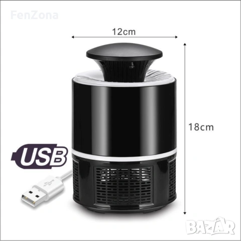 LED лампа против комари с USB захранване / Цвят: Черен / 5V, снимка 7 - Други - 54337816