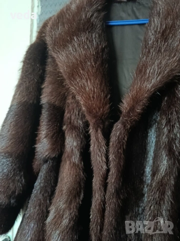 Луксозно кожено палто естествен косъм - размер L/XL, снимка 7 - Палта, манта - 53259038