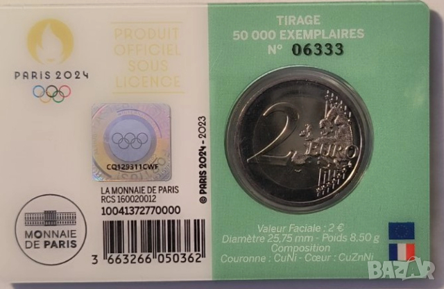 ФРАНЦИЯ 2 евро 2023 XXXIII летни олимпийски игри, Париж 2024, снимка 2 - Нумизматика и бонистика - 53960591