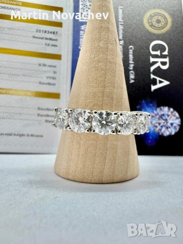 Сребърни пръстен с мойсанит (Диамант) 2.5 карата, снимка 4 - Пръстени - 54117348