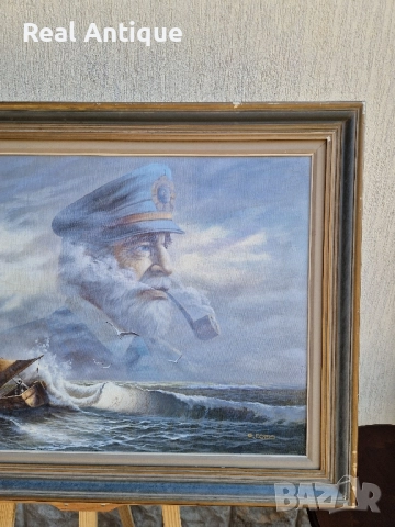 Уникална антикварна авторска майсторска картина масло върху платно , снимка 4 - Картини - 51668865