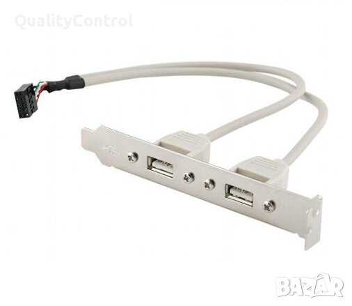 Заден панел за PC - Двупортов USB 2.0 , 9 пина, снимка 1 - Кабели и адаптери - 38244791