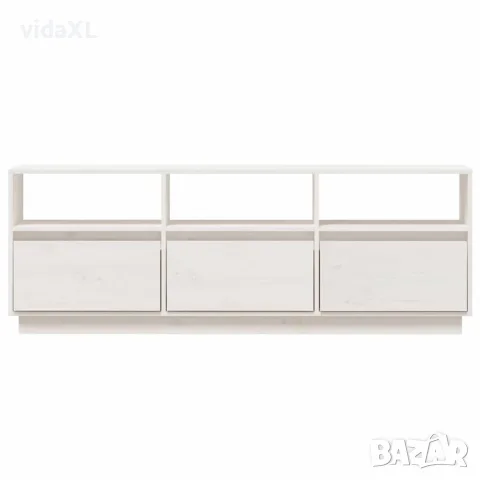vidaXL ТВ шкаф, бял, 140x37x50 см, бор масив, снимка 5 - Шкафове - 56148012