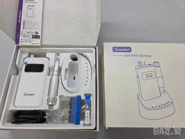 Професионална електрическа пила за нокти Enniewi 35000 RPM със зарядна станция, снимка 12 - Продукти за маникюр - 53265984
