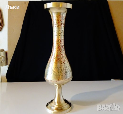 Бронзова ваза,клетъчен емайл 37 см. , снимка 14 - Вази - 31768637