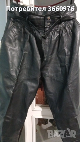 Мъжки черен панталон от естествена кожа, снимка 4 - Панталони - 52298458