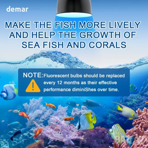 E27 10W LED крушка за аквариум, 48, 64 и 120 литра, идеална за осветление след залез слънце, снимка 3 - Оборудване за аквариуми - 49906056