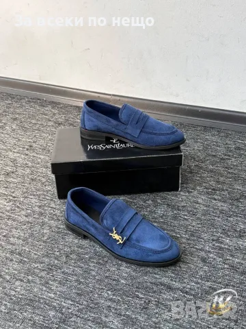 Yves Saint Laurent Мъжки Луксозни Велурени Мокасини С Метално Лого И Изчистен Дизайн Код SEM-1071
