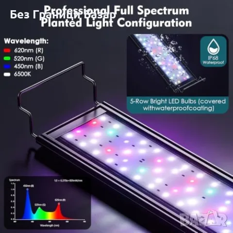 Ново осветление hygger LED лампа за аквариум 14W, 24/7 таймер, 12 цвята, 48-60 см, снимка 6 - Оборудване за аквариуми - 55933879