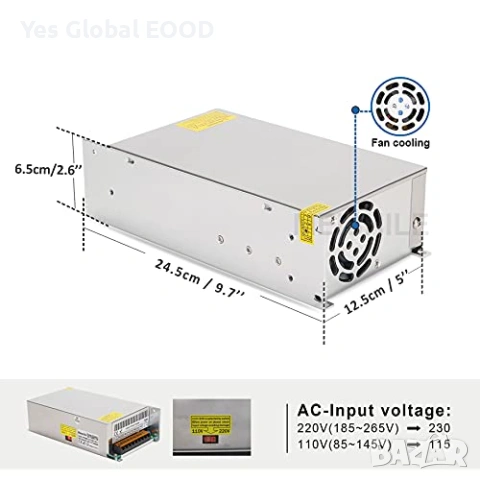 Захранване 48V 25A 1200W SMPS AC/DC индустриално, снимка 4 - Друга електроника - 54036864