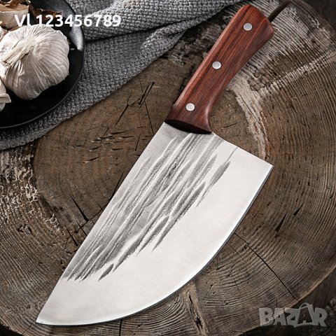 Широк кухненски нож / сатър 205х325 мм ръчно кован, снимка 2 - Ножове - 42225487