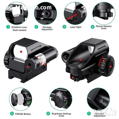 Тактически бързомер с лазерен мерник прицел за еърсофт въздушна пушка пистолет лов оръжие лък евтин, снимка 5 - Оборудване и аксесоари за оръжия - 51178688