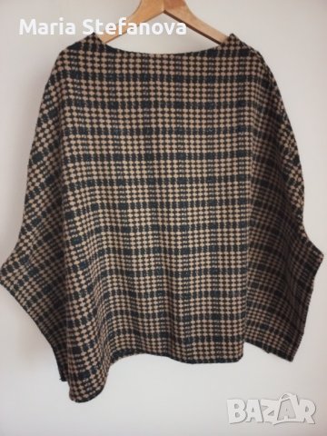 Ефектно пончо в черно и кафяво , снимка 3 - Палта, манта - 38791712