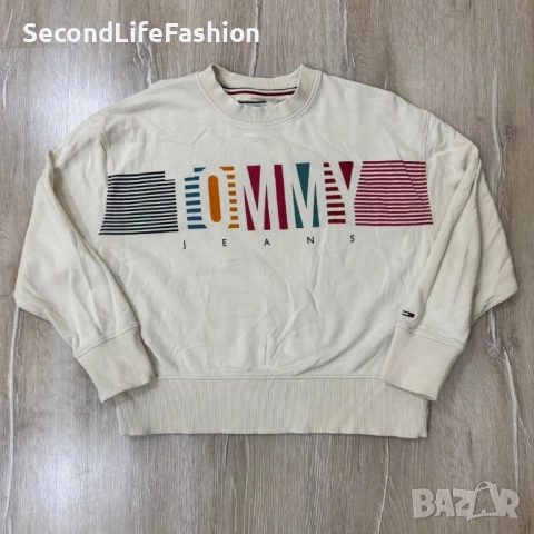 Дамски пуловер Tommy Hilfiger Jeans vintage бял, размер XS, винтидж