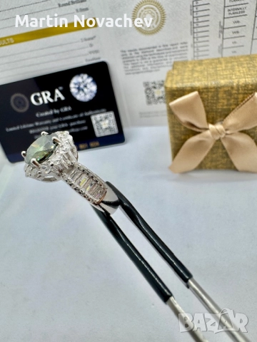 Сребърен пръстен с мойсанит (Диамант) 2 карата, снимка 11 - Пръстени - 51685070