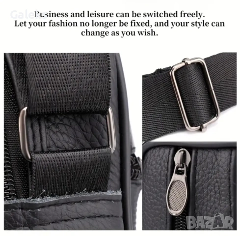 Мъжки ежедневни черни чантички NIUCUNZH* Класически и удобни - естест. кожа!, снимка 12 - Чанти - 53146192