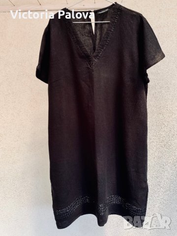 Модерна кройка рокля ,лен и вискоза,Германия, снимка 11 - Рокли - 37327347