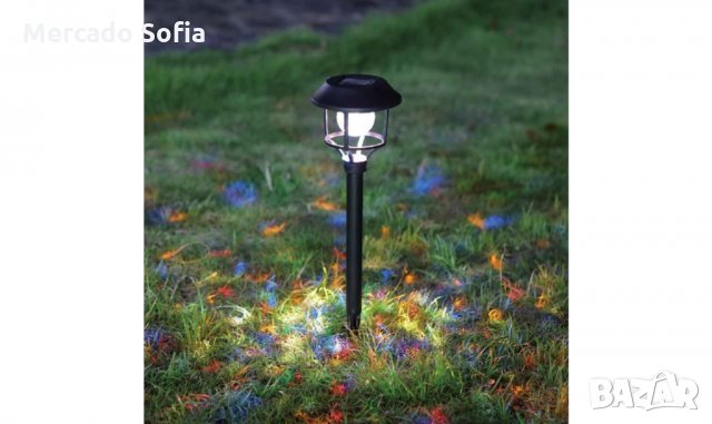 Слънчева лампа LED Редуващи се цветове Пластмаса Черен 43 см , снимка 3 - Соларни лампи - 31910687
