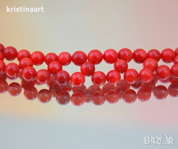  Колие от червен корал *Анабел *, снимка 2 - Колиета, медальони, синджири - 30827634