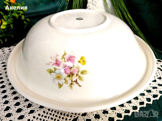 Леген с гланц и цветя керамика, снимка 3 - Други - 52327362