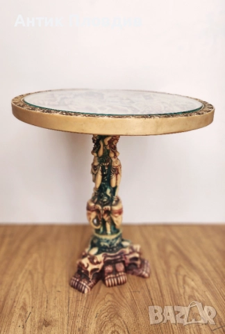 Кръгла декоративна масичка с релефен плот, снимка 6 - Маси - 51655824