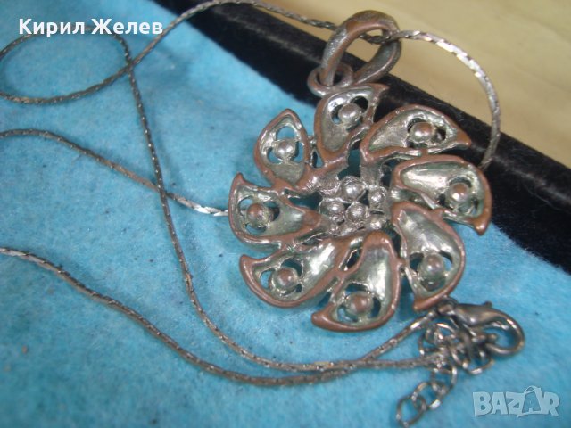 СТАР ПОСРЕБРЕН ФЛОРАЛЕН АРТ МЕДАЛЬОН с ИНКРУСТИРАНИ КРИСТАЛИ 20848, снимка 8 - Колиета, медальони, синджири - 35228577