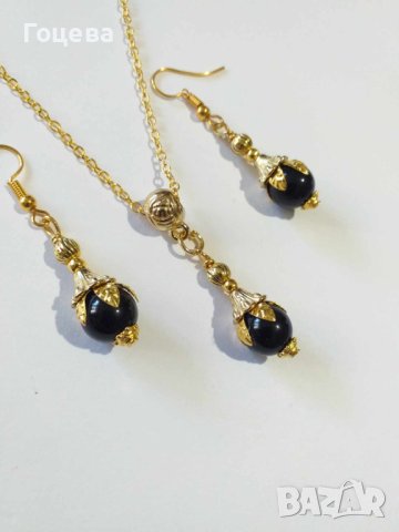 Прекрасни обеци с Черен диамант и изящни орнаменти в цвят Антично злато, снимка 10 - Бижутерийни комплекти - 42473190