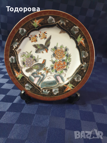 Ръчно рисувана чиния с богата релефна позлата- SATSUMA /Сатцума/, снимка 4 - Антикварни и старинни предмети - 44790765