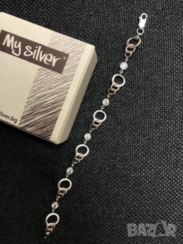 Сребърна гривна с бял циркон от "My Silver", снимка 7 - Гривни - 36703242