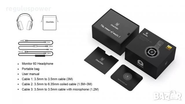 Професионални студийни слушалки OneOdio Monitor 60, 20Hz-40kHz,1600 mw, 38 Ом, снимка 12 - Слушалки и портативни колонки - 36544529