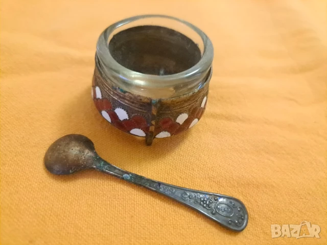  Ретро солничка/захарничка с лъжичка , снимка 2 - Други - 50834743