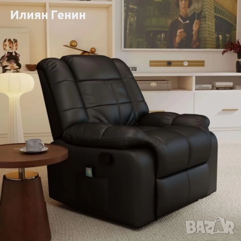 Масажен стол HOMCOM, с регулируема облегалка, 8 вибрационни точки, функция за накланяне, изкуствена , снимка 4 - Столове - 52522554