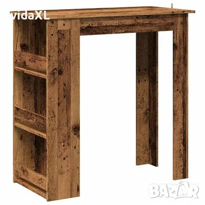 vidaXL Бар маса със стелаж за съхранение Старо дърво 102x50x103,5 cm(SKU:856762), снимка 1 - Маси - 49507130