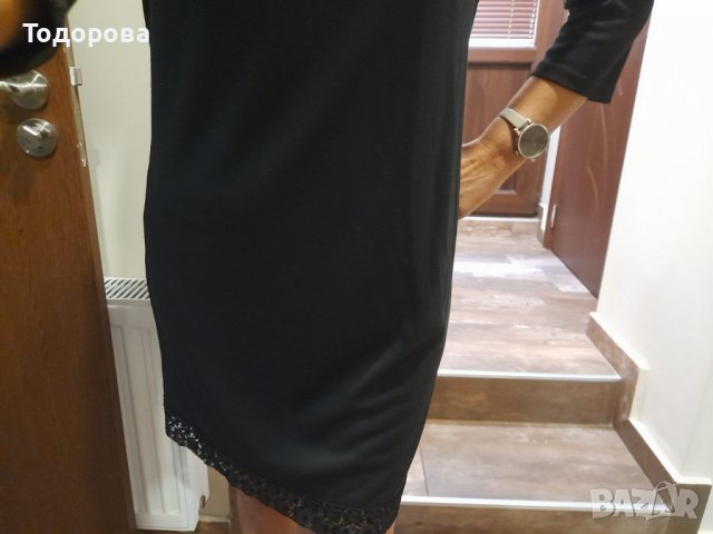 Черна рокля VILA № М- Л с дантелен бордюр, снимка 2 - Рокли - 37768031