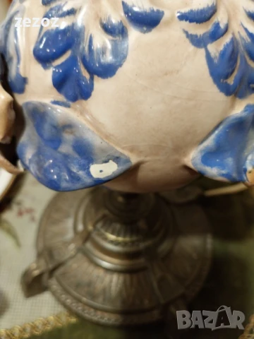 Настолна лампа-месинг и порцелан, снимка 9 - Настолни лампи - 50935432