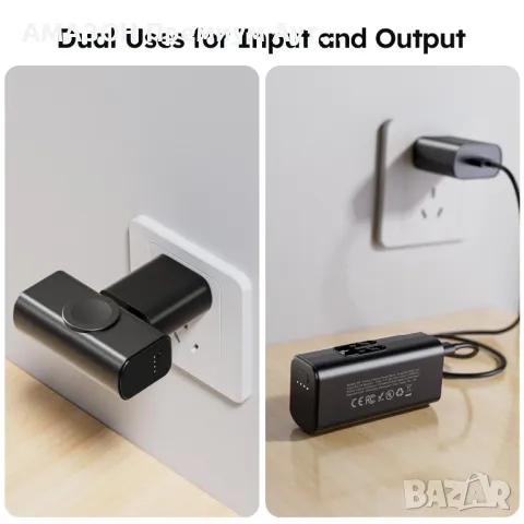 EAZPOWER Мини магнитно зарядно устройство 5000mAh,бързо зареждане/вградени конектори/iPhone/iWatch, снимка 5 - Външни батерии - 47745890