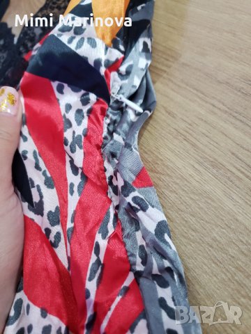  Флорална сатенена рокля с дантела, снимка 3 - Рокли - 34455766