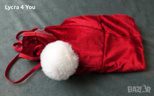 S секси червено кадифено боди с бяла пухкава заешка опашка, снимка 9 - Бельо - 42146519