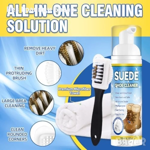 Нова Пяна за почистване и освежаване на велурени и набук обувки, чанти, снимка 5 - Други стоки за дома - 51937919