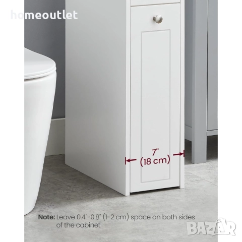 ПРОМОЦИЯ Шкаф за баня от MDF в бяло VASAGLE BBC847P31, снимка 5 - Шкафове - 52704084