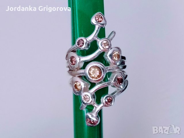 Възхитителен , сребърен пръстен с  естествен цитрин, снимка 2 - Пръстени - 35433606