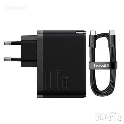 Baseus GaN 5 Pro Charger 100W  - Зарядно за лаптопи, смартфони и таблети, снимка 2 - Оригинални зарядни - 39029338