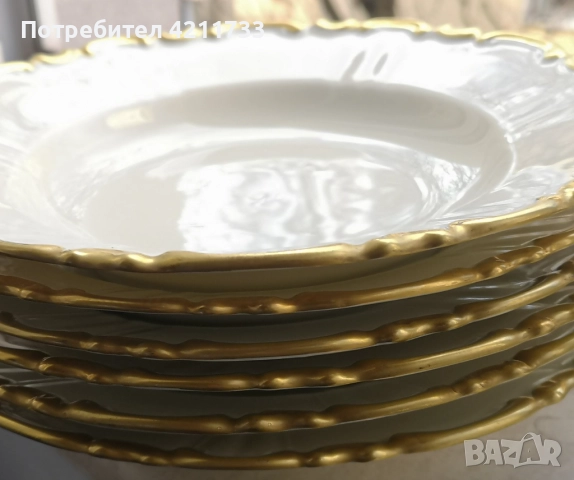 6 дълбоки чении с позлата скъп изискан сервиз НОВО, снимка 11 - Сервизи - 52884229
