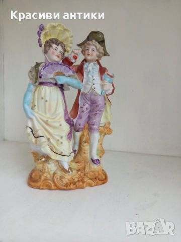 Старинна, красива фигура от бисквитен порцелан, висока 20 см, снимка 3 - Колекции - 52090434
