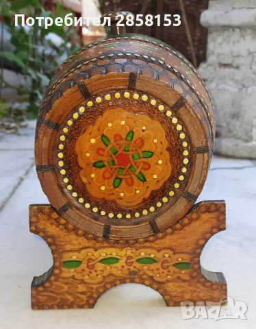 Дървено буре за вино сувенир от соц време, снимка 2 - Антикварни и старинни предмети - 53043044