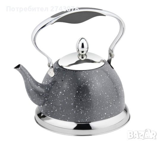 СВИРЕЩ ЧАЙНИК С ФИННА ЦЕДКА,МРАМОРЕН,ИНДУКЦИОННО ДЪНО-1ЛИТЪР, снимка 1