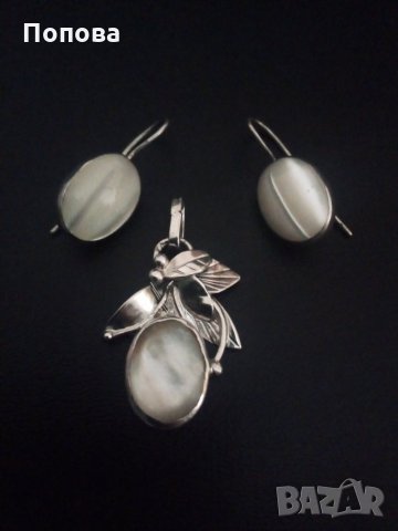 Винтидж масивен авторски сребърен  лот с естествени камъни , снимка 3 - Бижутерийни комплекти - 33914794